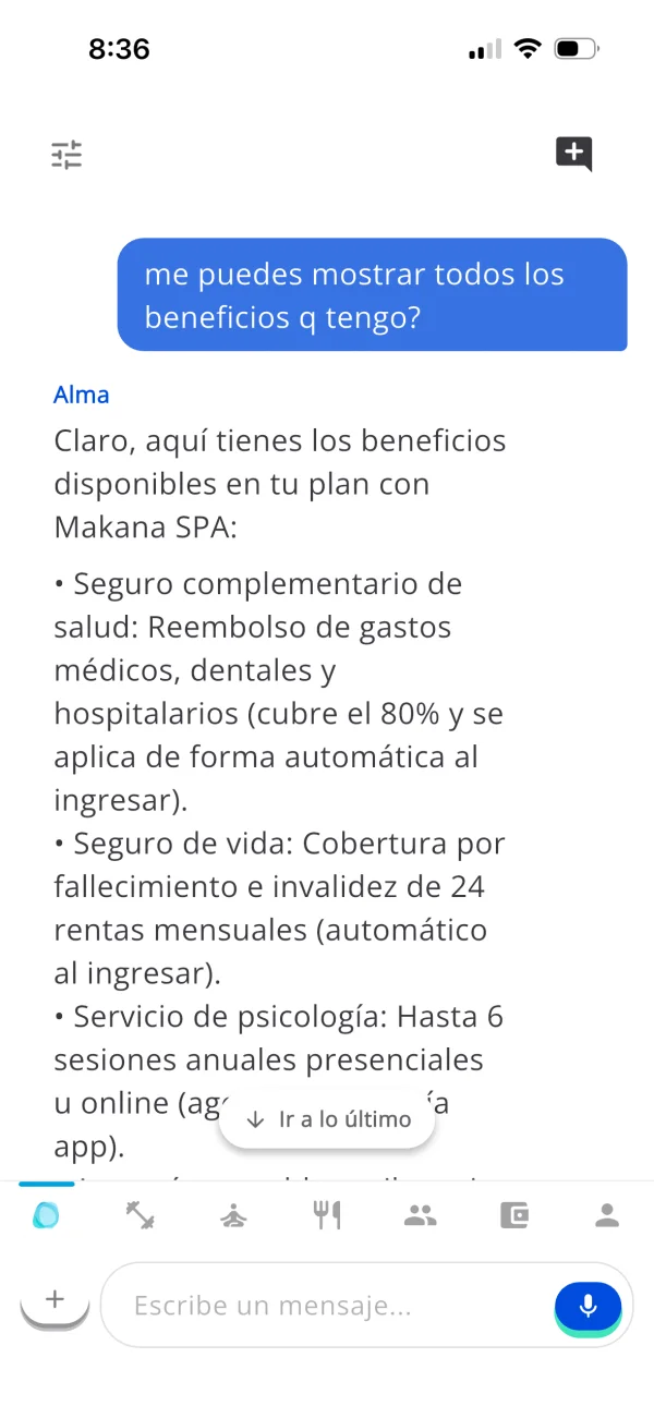 Alma lists the benefits available in the person’s plan